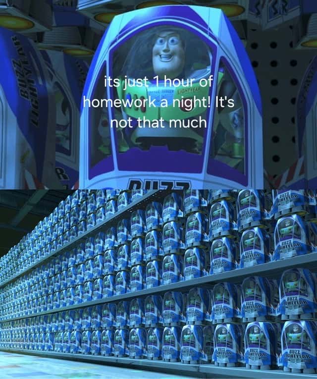 Buzz lightyear clones meme facing endless nightly homework Buzz lightyear clones meme facing endless nightly homework
