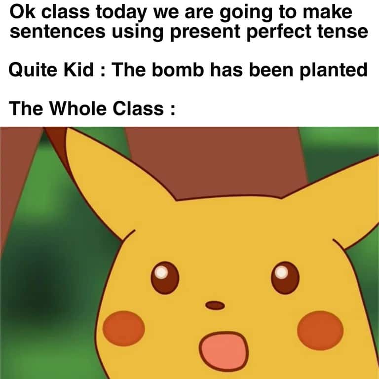 Surprised pikachu meme shocked at quiet kid's bomb sentence