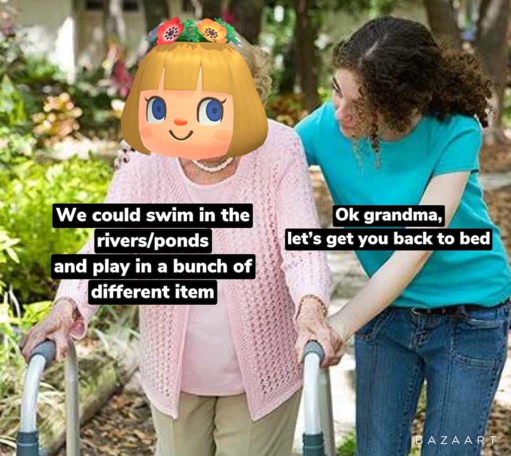 Sure grandma meme wanting to swim sent to bed