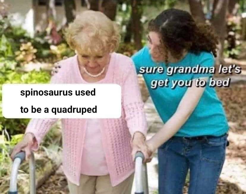 Sure grandma meme saying dino facts