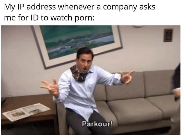 Parkour meme dodges id check for porn