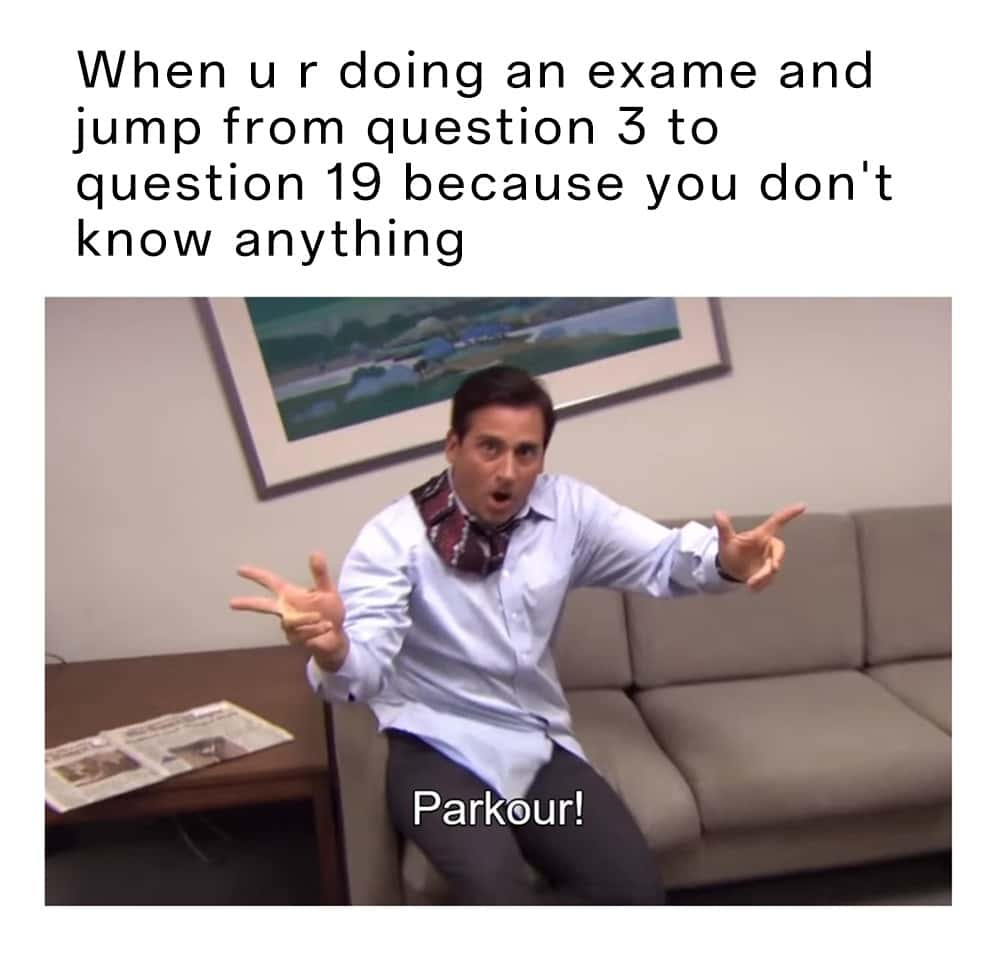 Parkour meme skipping exam questions you don't know