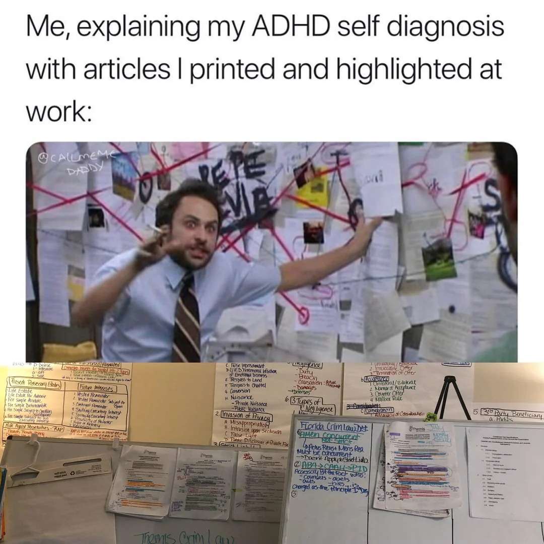 Pepe Silvia meme explaining ADHD self diagnosis at work
