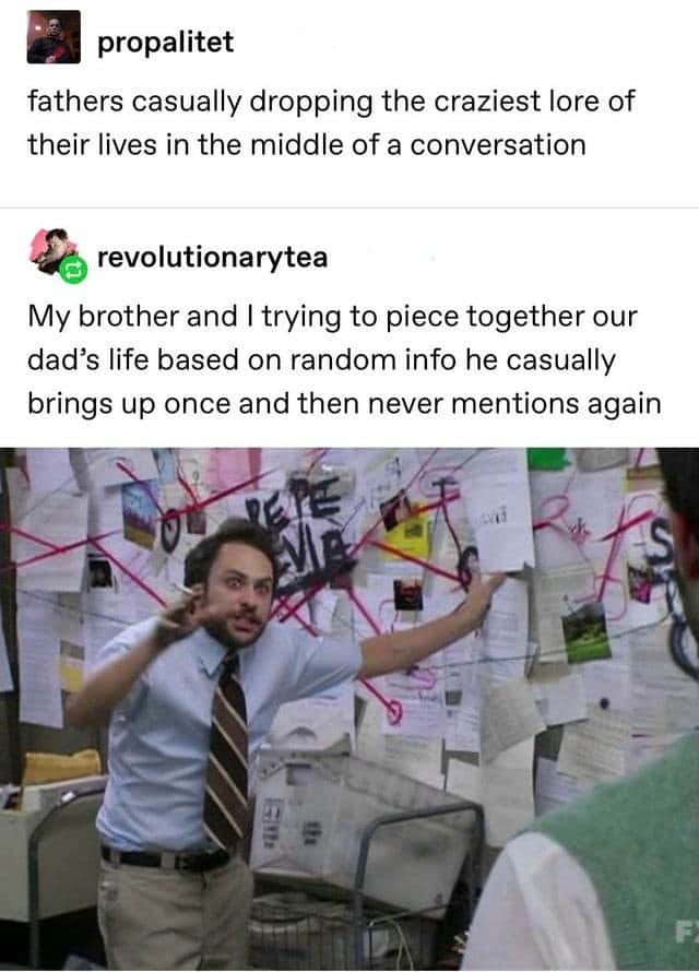 Pepe silvia meme piecing together dad's random life lore
