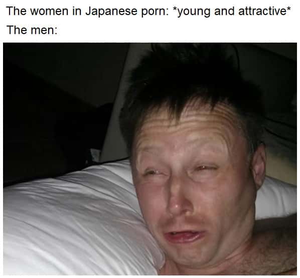 Limmy waking up meme depicts men in Japanese porn