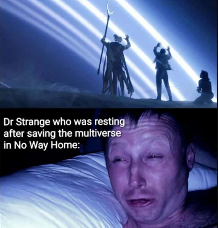 Limmy waking up meme tired after saving the multiverse