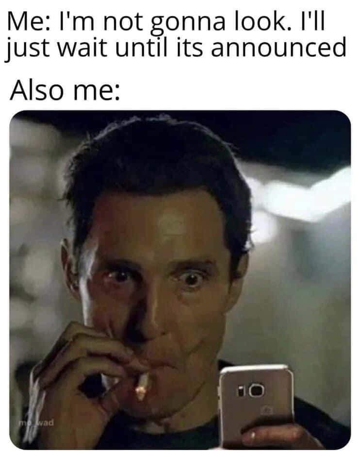 Matthew McConaughey smoking meme checking phone for leaks