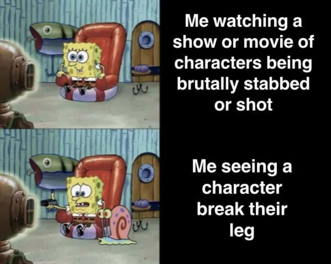 Spongebob Meme: Stabbing Vs Broken Leg Reaction