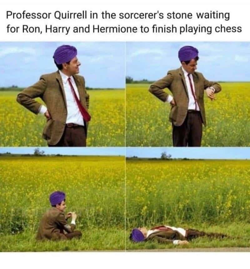 Mr.Bean waiting meme waiting for harry trio finish chess