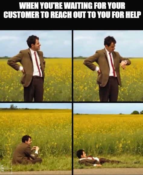 Mr.Bean waiting meme waiting for customer help
