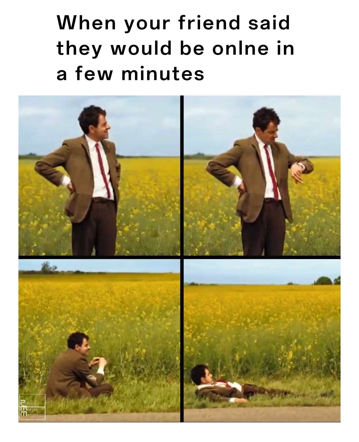 Mr.Bean waiting meme waiting for friend to come online
