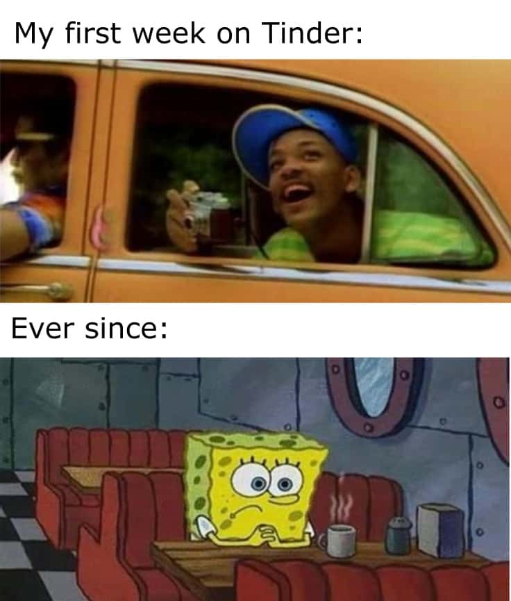 Spongebob waiting meme for tinder matches