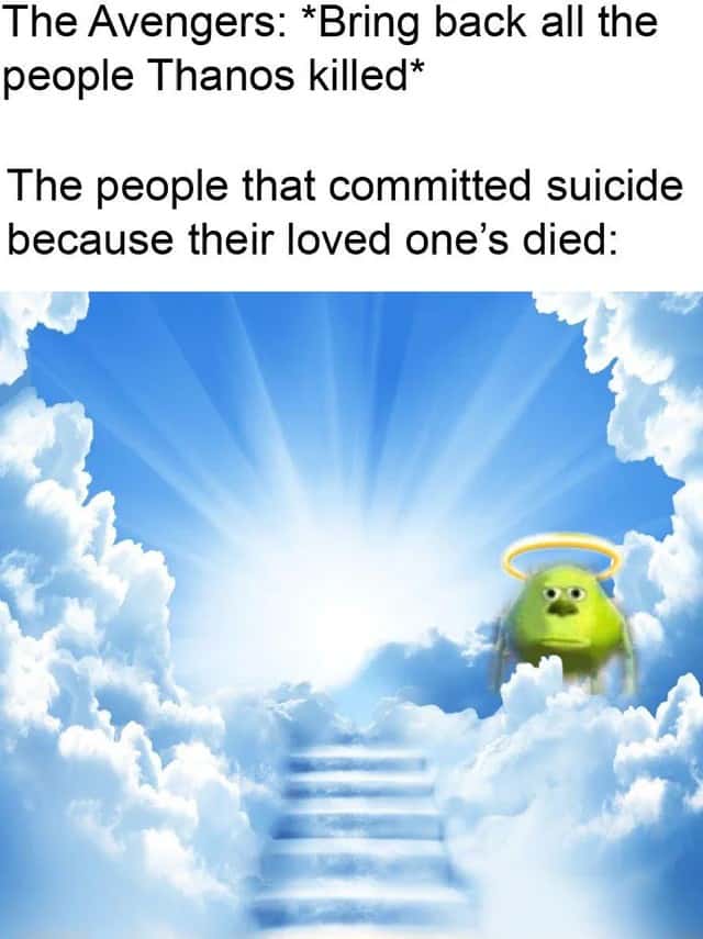 Thanos Meme: avengers bring back thanos killed people suicide loved ones