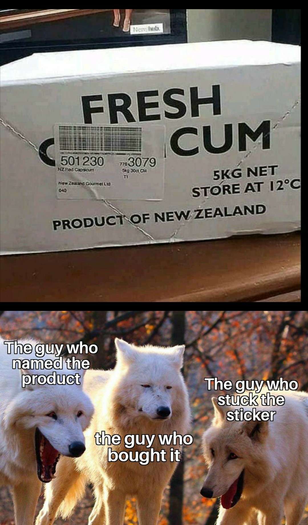 Laughing Wolves meme bad label fail