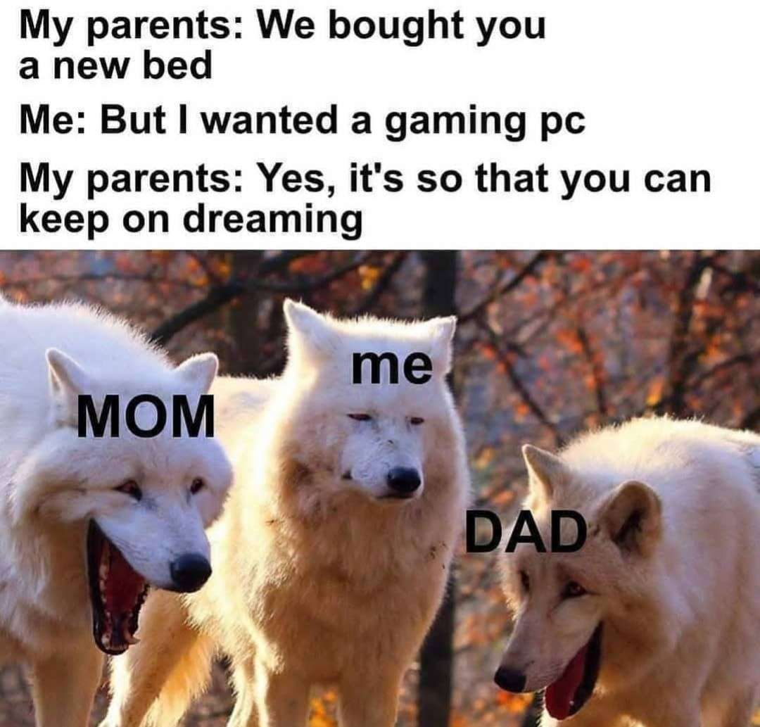Laughing wolves meme no gaming pc