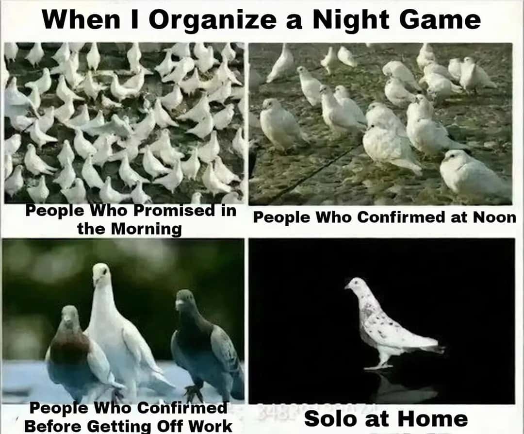 Night Game Meme: when i organize a night game about people attendance