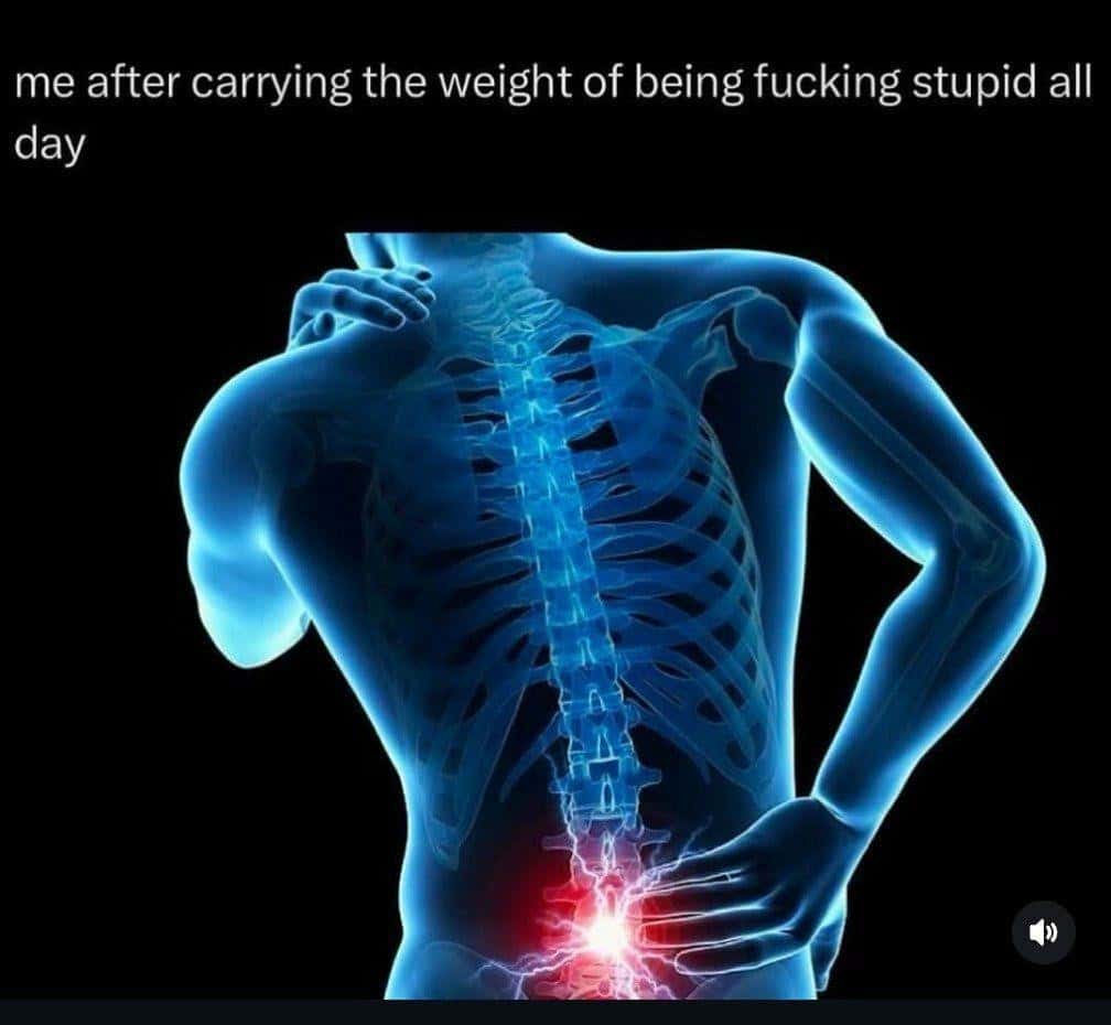 Back Pain Meme: me after carrying weight being fucking stupid all day back pain