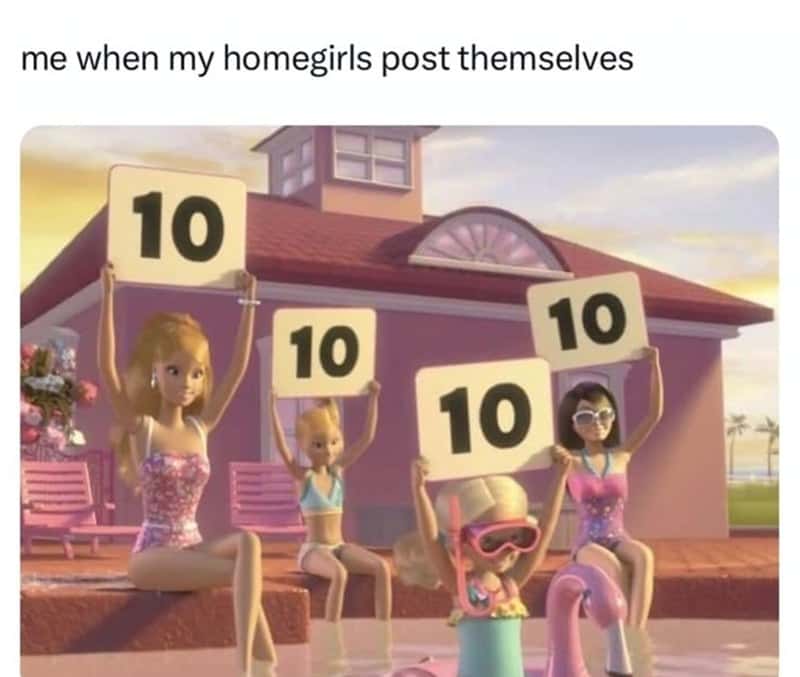 Barbie Meme: Me when my homegirls post themselves
