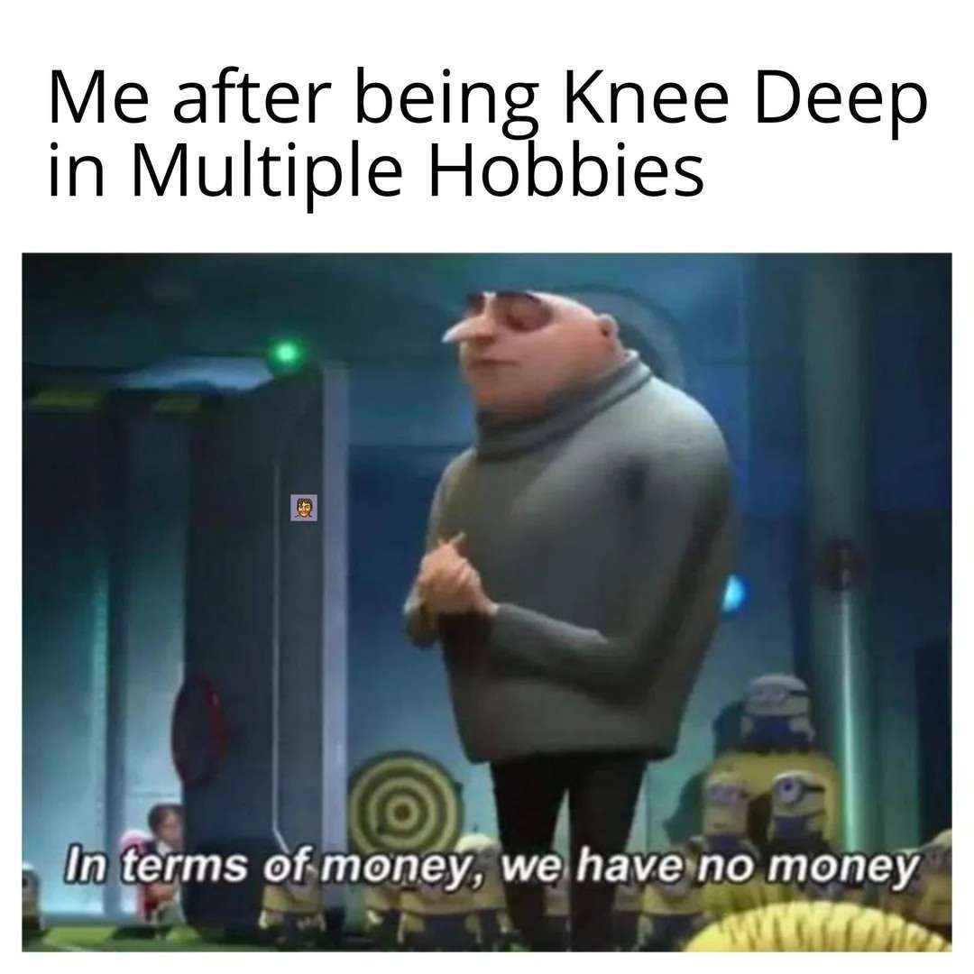 Money Meme: Me after being Knee Deep in Multiple Hobbies