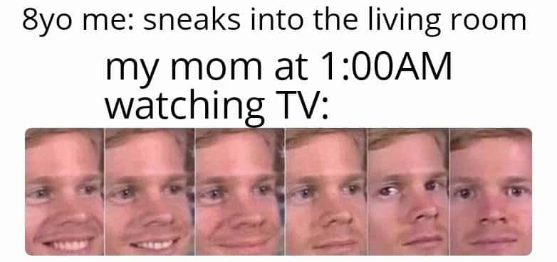 Awkward smile guy meme reacting to kid sneaking in late at night