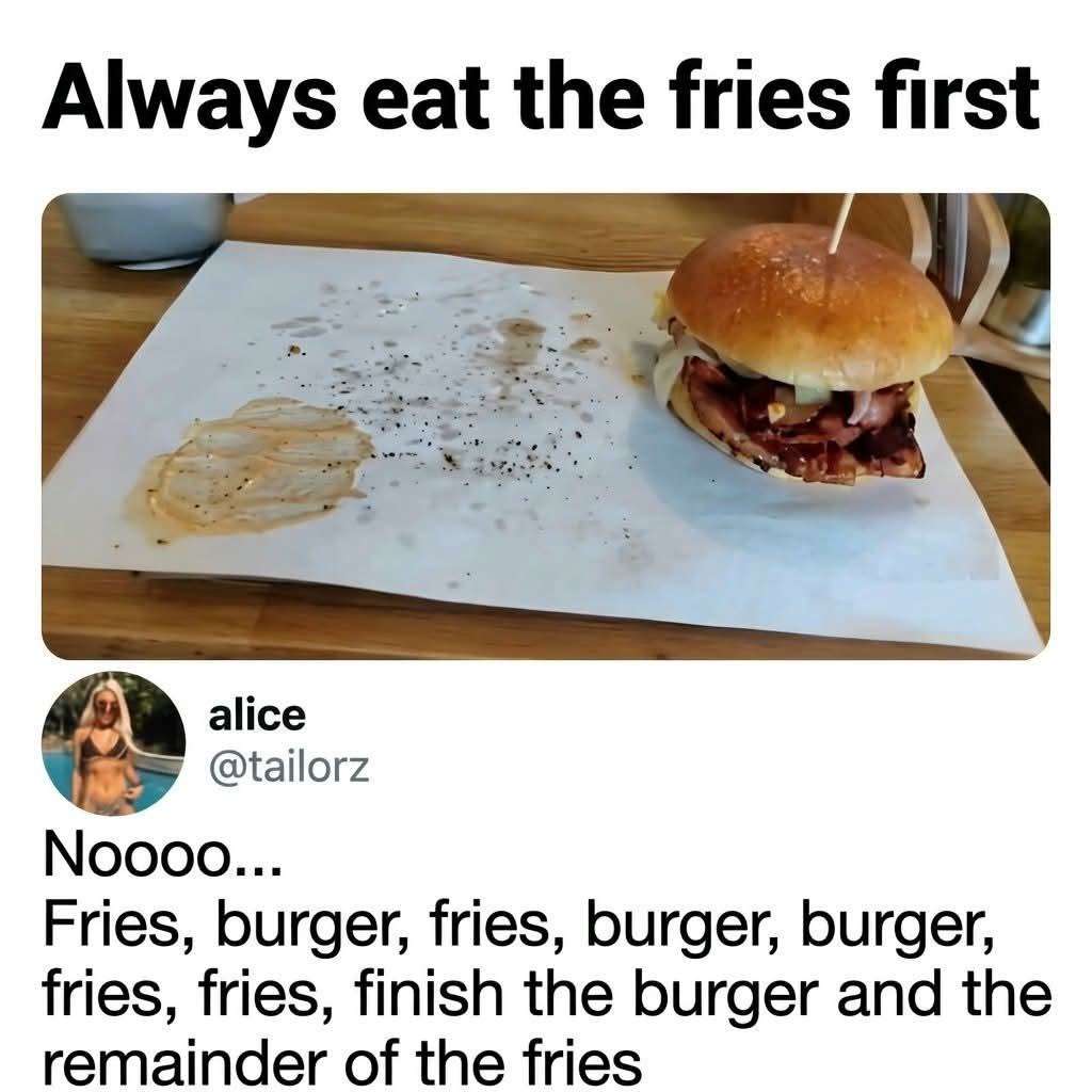 Food Meme Comparing Different Burger And Fries Eating Styles