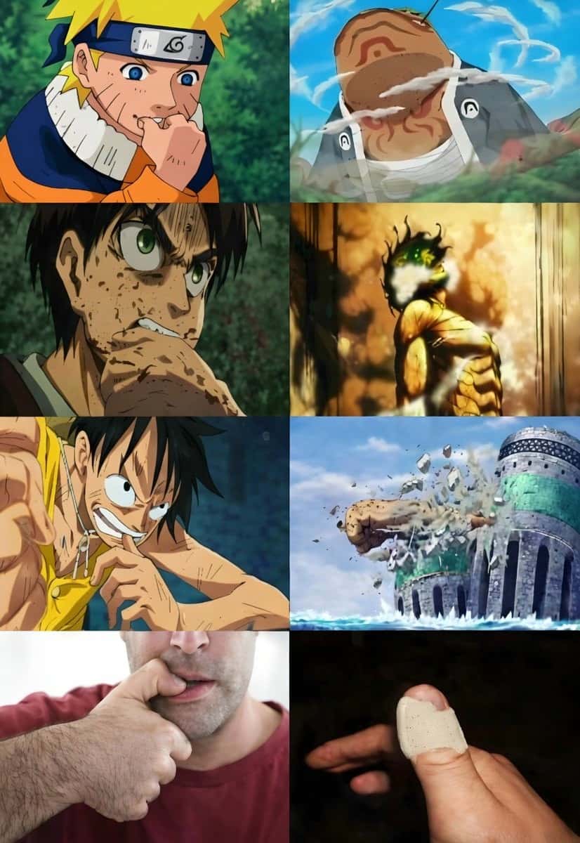 Anime Characters Biting Fingers Vs Real Life Meme
