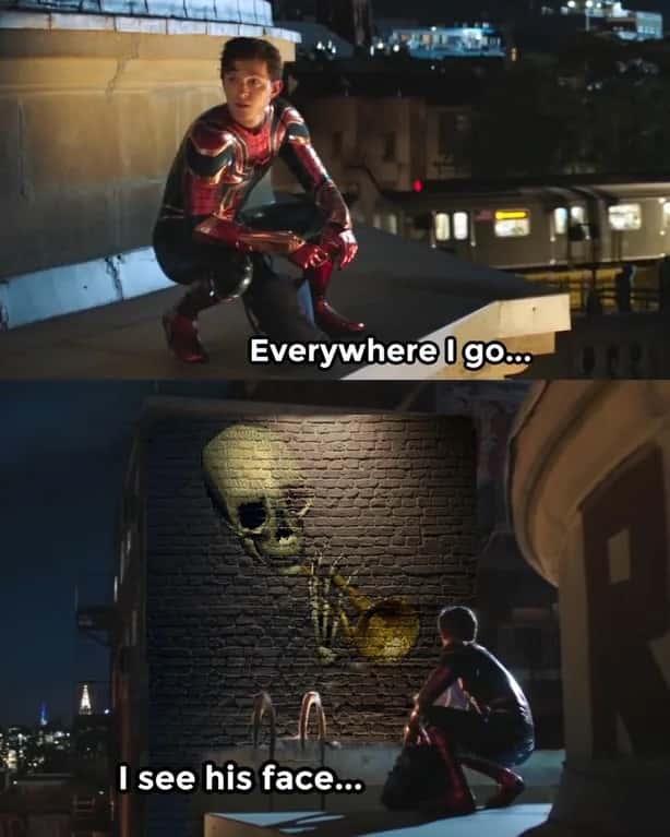 Spider-Man Meme: Everywhere I Go I See The Trumpet Skeleton Spider-Man Meme: Everywhere I Go I See The Trumpet Skeleton