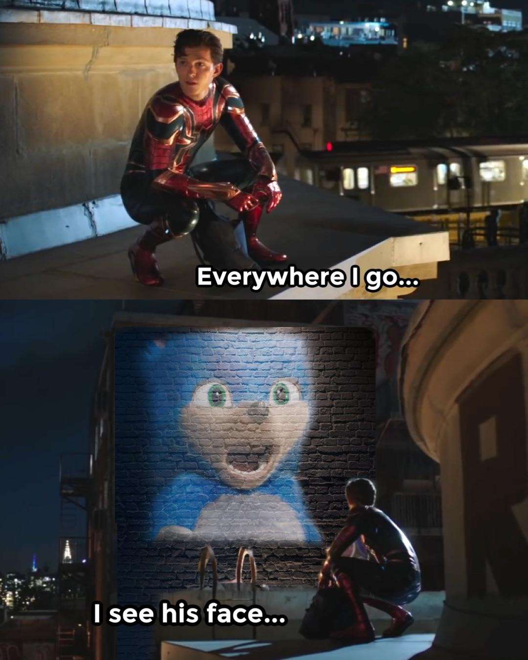 Spider-Man Meme: Everywhere I Go I See The Ugly Sonic Face Spider-Man Meme: Everywhere I Go I See The Ugly Sonic Face