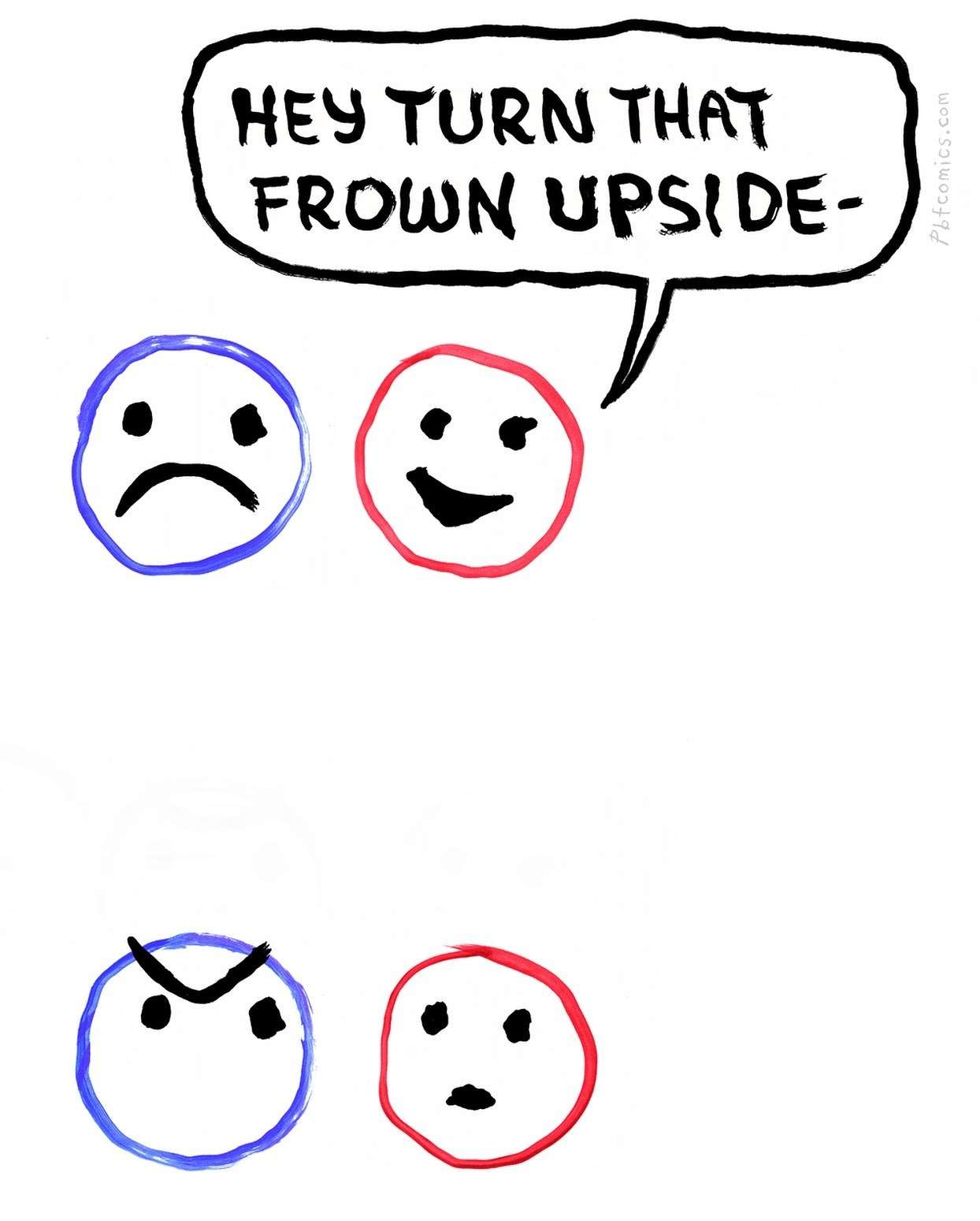 Funny Comic About Turning A Frown Upside Down Gone Wrong