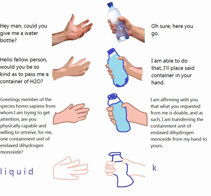 H2O container handover meme chemistry joke