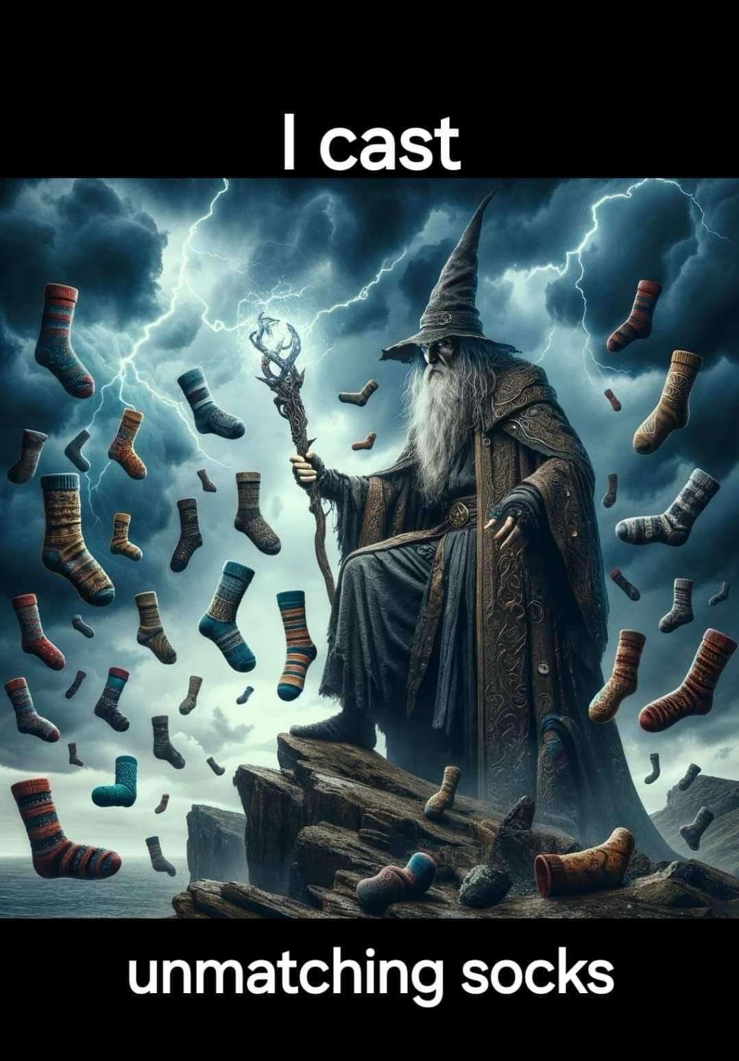 Funny fantasy meme i cast the unmatching socks spell