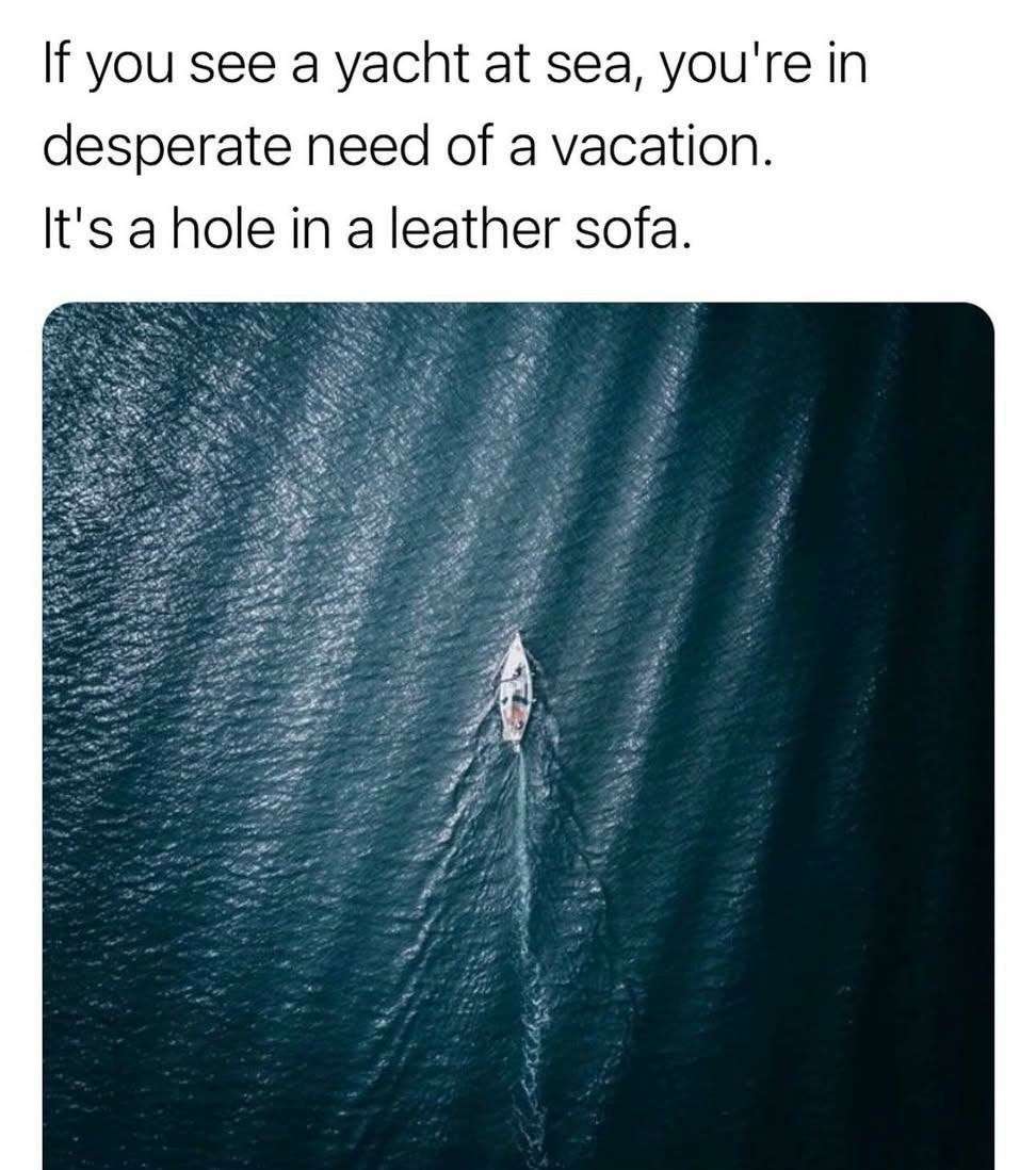 Yacht At Sea Or Hole In Sofa Funny Optical Illusion Meme