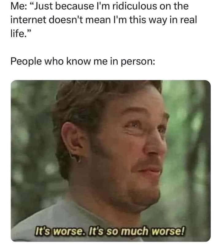Chris Pratt meme about online vs real life personality reveal