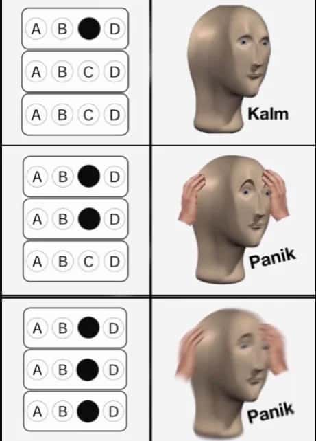 Kalm Panik Meme with Multiple Missing Options