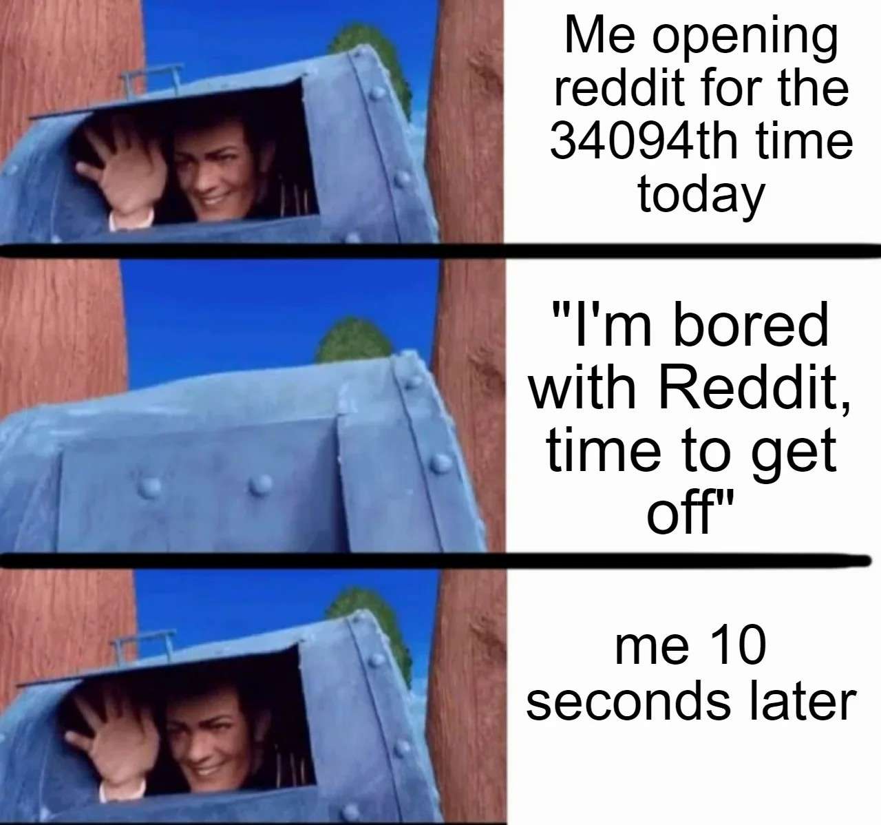 scrolling meme: opening app over and over again