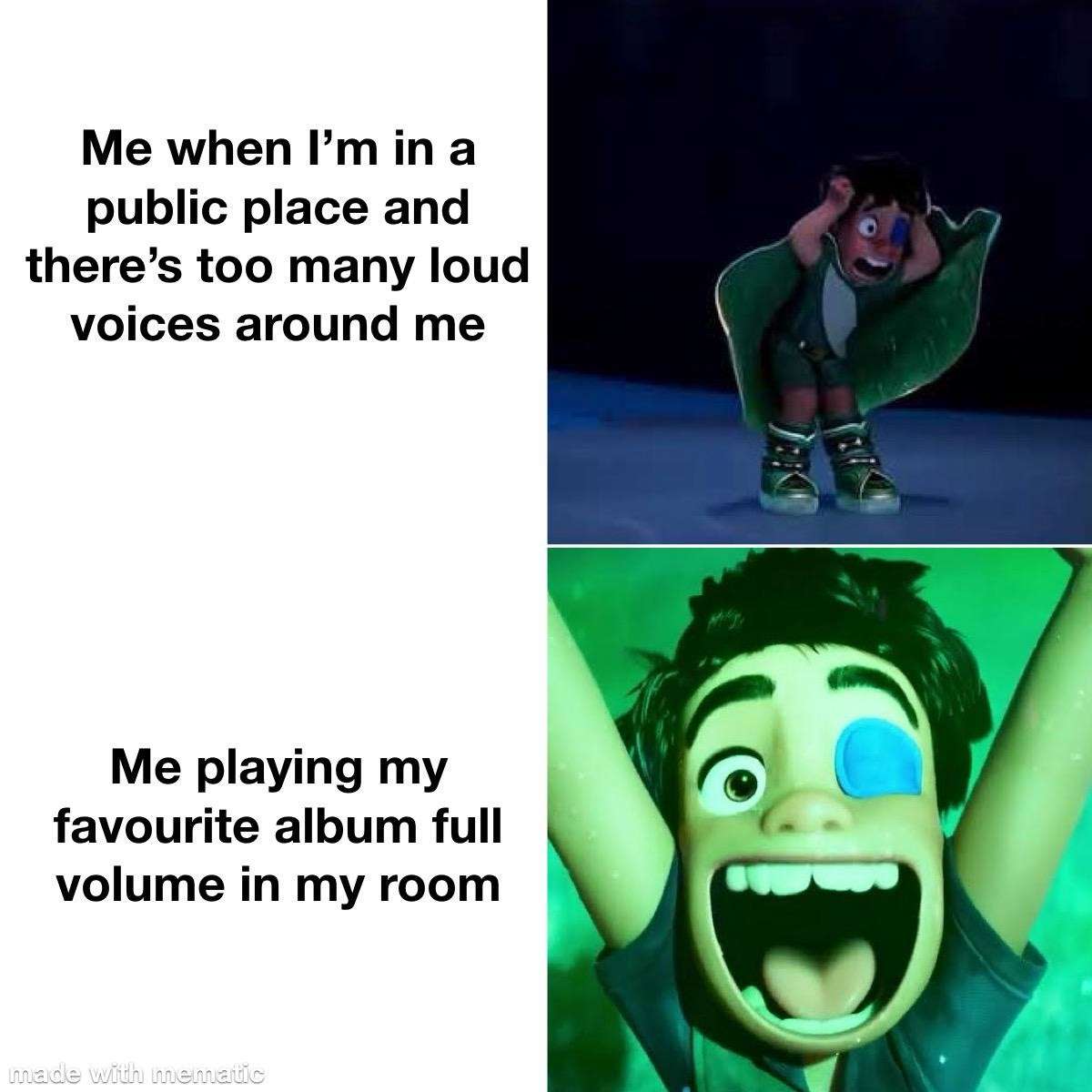 Introvert Vibe Meme: Crowded Places vs Favorite Album At Home