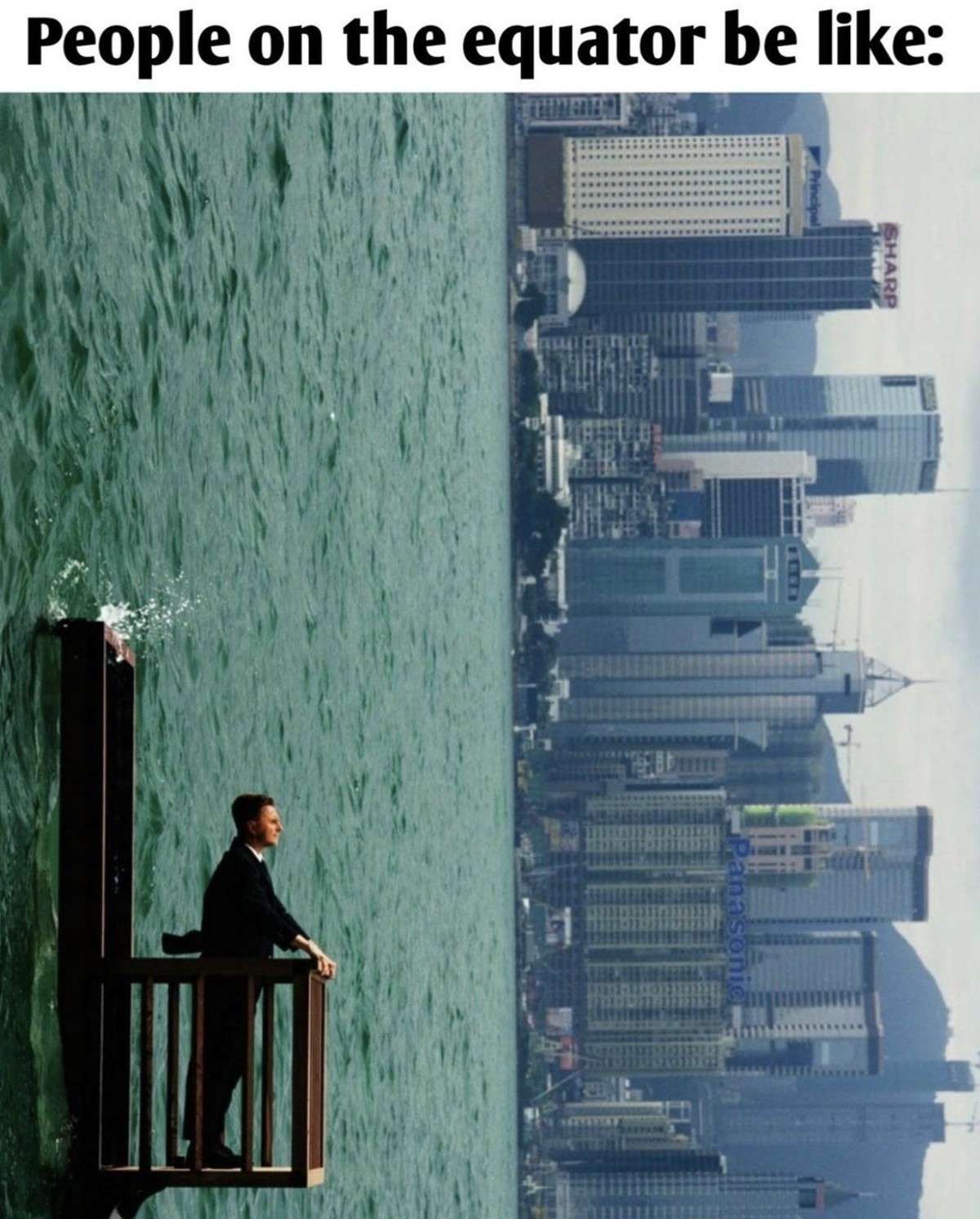 Equator Gravity Meme: The Funny Upside Down City Illusion