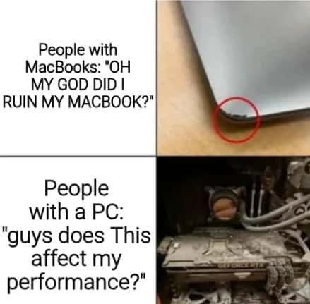 Macbook Vs Pc Meme: The Dented Laptop Vs Dusty Pc