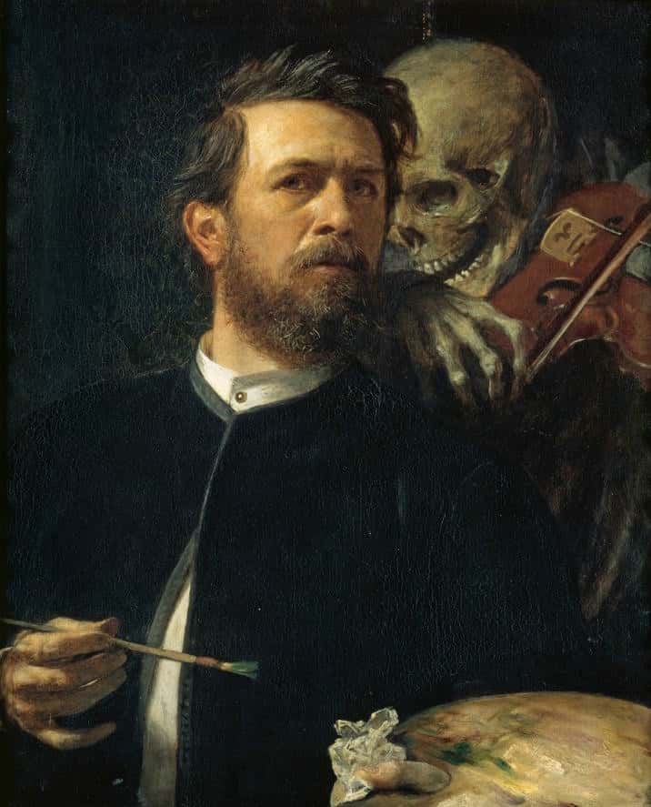 skeleton whispering in man's ear meme template