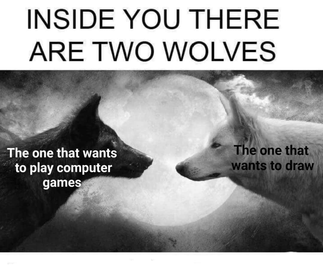 Two Wolves Inside You: Gaming Vs Drawing Creative Hobby Battle Two Wolves Inside You: Gaming Vs Drawing Creative Hobby Battle