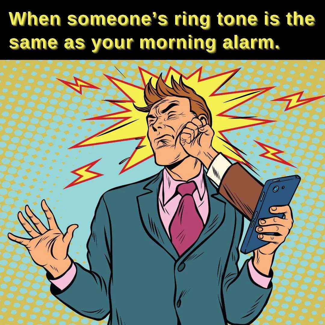 Morning alarm ringtone meme reaction illustration