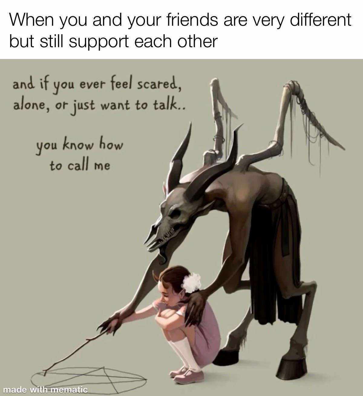 Different friends support each other meme