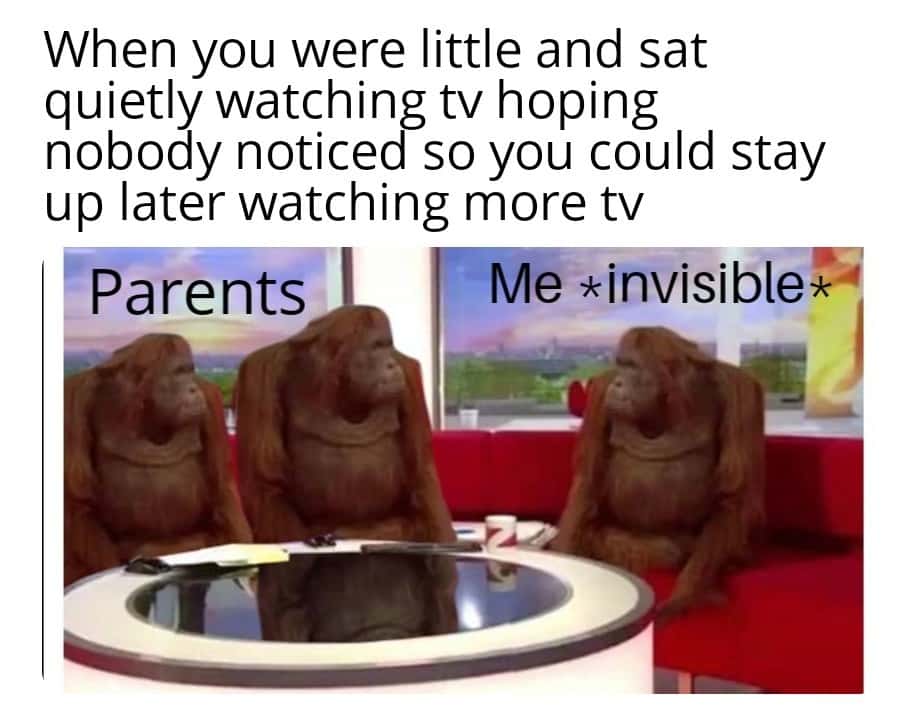 Where banana meme act invisible to stay up watching tv