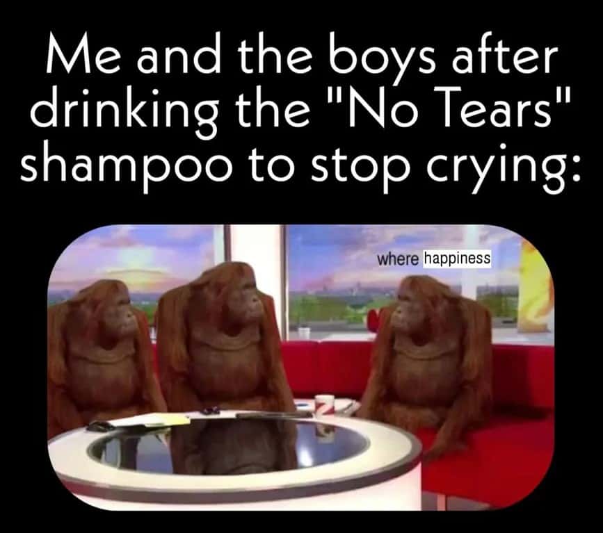 Where banana meme drank no tears shampoo for happiness