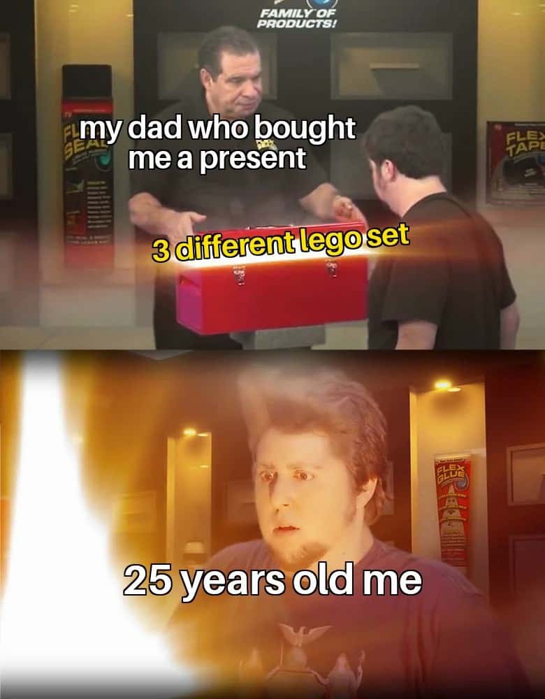 Flex Tape Dad Meme: 25-Year-Old Excited About Lego Gift