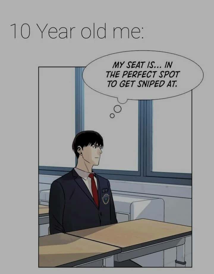 School desk meme about 10-year-old's overactive imagination of being targeted