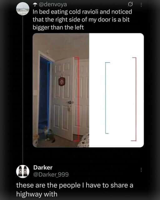 Funny Twitter Meme: The Door Size Observation Highway Reply