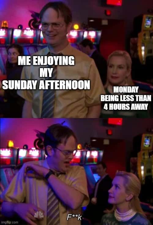 Angela scares dwight meme reacting to monday coming too soon