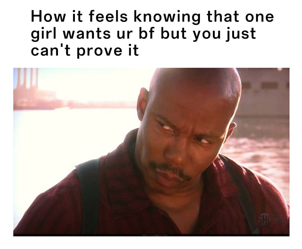 Doakes meme squinting suspiciously knowing one girl wants your boyfriend but you can't prove it
