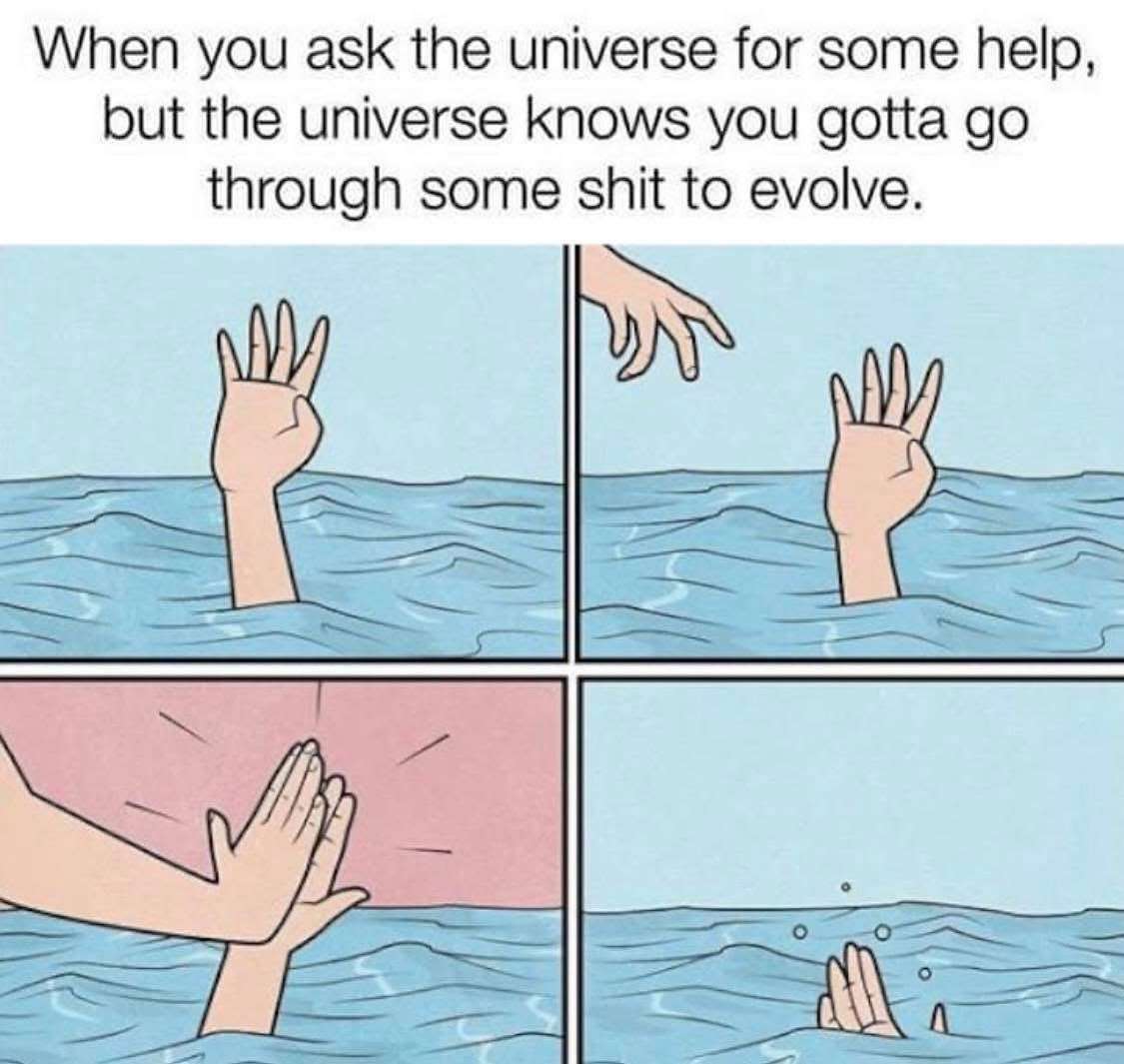 Drowning high five meme universe making you go through hard times
